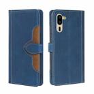 For Sharp Simple Sumaho 5 Skin Feel Straw Hat Magnetic Buckle Leather Phone Case(Blue) - 1