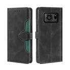 For Sharp Aquos R6 Skin Feel Straw Hat Magnetic Buckle Leather Phone Case(Black) - 1