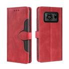 For Sharp Aquos R6 Skin Feel Straw Hat Magnetic Buckle Leather Phone Case(Red) - 1