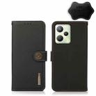 For OPPO Realme C35 KHAZNEH Custer Genuine Leather RFID Phone Case(Black) - 1