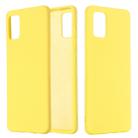 For Galaxy A71 Solid Color Liquid Silicone Shockproof Full Coverage Protective Case(Yellow) - 1