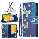 For Samsung Galaxy A03 166mm Colored Drawing Pattern Zipper Leather Phone Case(Gold Butterfly) - 1