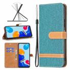 For Xiaomi Redmi Note 11 Global Color Matching Denim Texture Leather Phone Case(Green) - 1