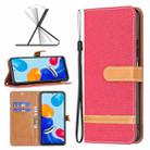 For Xiaomi Redmi Note 11 Global Color Matching Denim Texture Leather Phone Case(Red) - 1