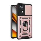 For Xiaomi Poco X4 Pro 5G Sliding Camera Cover TPU+PC Phone Case(Rose Gold) - 1
