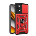 For Xiaomi Poco X4 Pro 5G Sliding Camera Cover TPU+PC Phone Case(Red) - 1