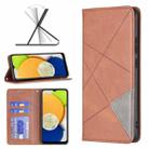 For Samsung Galaxy A03 166mm Rhombus Texture Magnetic Leather Phone Case(Brown) - 1