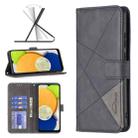 For Samsung Galaxy A03 166mm BF05 Magnetic Buckle Rhombus Texture Leather Phone Case(Black) - 1