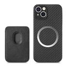 For iPhone 13 Carbon Fiber Leather Card Magsafe Case(Black) - 1