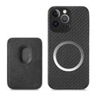 For iPhone 13 Pro Carbon Fiber Leather Card Magsafe Case (Black) - 1