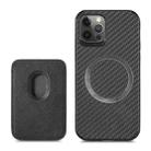 For iPhone 12 mini Carbon Fiber Leather Card Magsafe Case (Black) - 1