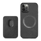 For iPhone 12 Pro Carbon Fiber Leather Card Magsafe Case(Black) - 1