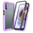 For Motorola Moto G31 / G41 Starry Sky Full Body Hybrid Shockproof Phone Case(Light Purple) - 1