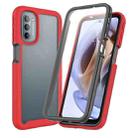 For Motorola Moto G51 5G Starry Sky Full Body Hybrid Shockproof Phone Case(Red) - 1