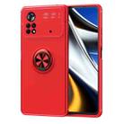 For Xiaomi Poco X4 Pro 5G Metal Ring Holder TPU Phone Case(Red) - 1