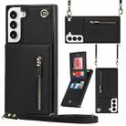 For Samsung Galaxy S22+ 5G Cross-body Square Zipper Card Holder Bag Phone Case(Black) - 1