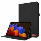 For Samsung Galaxy Tab S8 Ultra Horizontal Flip Fabric Leather Tablet Case with Card Slots & Holder(Black) - 1