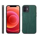 For iPhone 12 mini Wood Texture PU Phone Case (Green) - 1