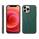 For iPhone 12 / 12 Pro Wood Texture PU Phone Case(Green) - 1