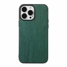For iPhone 12 / 12 Pro Wood Texture PU Phone Case(Green) - 3