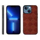For iPhone 13 mini Weave Plaid PU Phone Case (Brown) - 1
