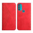 For Motorola Moto G71 5G Diamond Splicing Skin Feel Magnetic Leather Phone Case(Red) - 1