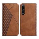 For Sony Xperia 1 III Diamond Splicing Skin Feel Magnetic Leather Phone Case(Brown) - 1