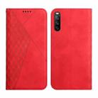 For Sony Xperia 10 III Diamond Splicing Skin Feel Magnetic Leather Phone Case(Red) - 1