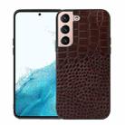 For Samsung Galaxy S22 5G Crocodile Top Layer Cowhide Leather Phone Case(Coffee) - 1