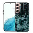 For Samsung Galaxy S22 5G Crocodile Top Layer Cowhide Leather Phone Case(Cyan Blue) - 1