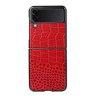 For Samsung Galaxy Z Flip 3 5G Crocodile Top Layer Cowhide Leather Phone Case(Red) - 1