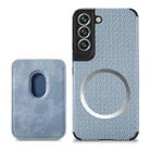 For Samsung Galaxy S22 5G Carbon Fiber Leather Card Magsafe Phone Case(Blue) - 1