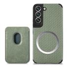 For Samsung Galaxy S22 5G Carbon Fiber Leather Card Magsafe Phone Case(Green) - 1