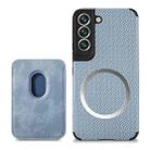 For Samsung Galaxy S22+ 5G Carbon Fiber Leather Card Magsafe Phone Case(Blue) - 1