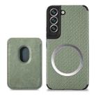 For Samsung Galaxy S22+ 5G Carbon Fiber Leather Card Magsafe Phone Case(Green) - 1