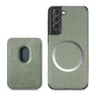 For Samsung Galaxy S21 5G Carbon Fiber Leather Card Magsafe Phone Case(Green) - 1