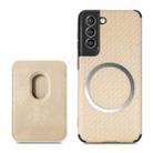 For Samsung Galaxy S21 5G Carbon Fiber Leather Card Magsafe Phone Case(Khaki) - 1