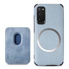 For Samsung Galaxy S20 Carbon Fiber Leather Card Magsafe Phone Case(Blue) - 1