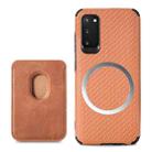 For Samsung Galaxy S20 Carbon Fiber Leather Card Magsafe Phone Case(Brown) - 1