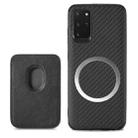 For Samsung Galaxy S20+ Carbon Fiber Leather Card Magsafe Phone Case(Black) - 1
