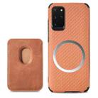 For Samsung Galaxy S20+ Carbon Fiber Leather Card Magsafe Phone Case(Brown) - 1
