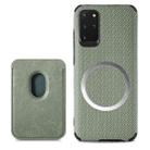 For Samsung Galaxy S20+ Carbon Fiber Leather Card Magsafe Phone Case(Green) - 1