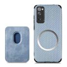 For Samsung Galaxy S20 FE Carbon Fiber Leather Card Magsafe Phone Case(Blue) - 1