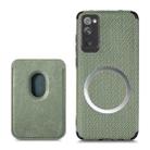 For Samsung Galaxy S20 FE Carbon Fiber Leather Card Magsafe Phone Case(Green) - 1