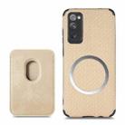 For Samsung Galaxy S20 FE Carbon Fiber Leather Card Magsafe Phone Case(Khaki) - 1