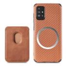 For Samsung Galaxy A71 5G Carbon Fiber Leather Card Magsafe Phone Case(Brown) - 1