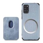 For Samsung Galaxy A31 Carbon Fiber Leather Card Magsafe Phone Case(Blue) - 1