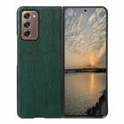 For Samsung Galaxy Z Fold2 5G Wood Texture PU Phone Case(Green) - 1