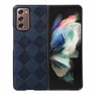 For Samsung Galaxy Z Fold2 5G Weave Plaid PU Phone Case(Blue) - 1