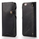 For iPhone 6 Denior Oil Wax Cowhide Magnetic Button Horizontal Flip Leather Case with Card Slots & Wallet(Black) - 1